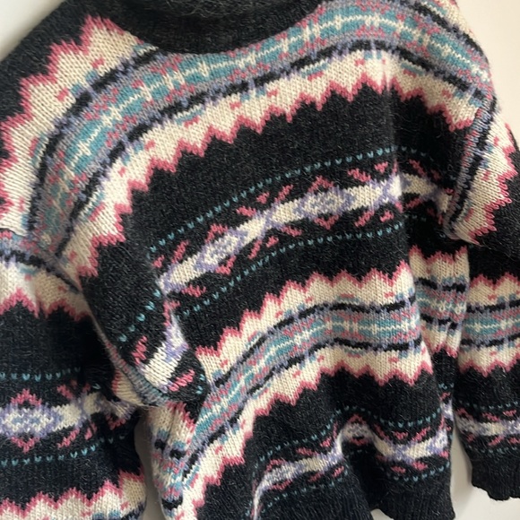 Vintage Woolrich Charcoal and Pink Pure Wool Sweater and Mohair Sweater Size L - Picture 6 of 9